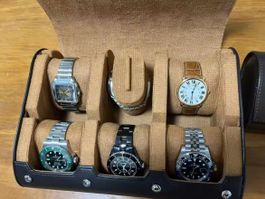 Reiseetui aus Leder für 6 Uhren - Étui en cuir pour montre