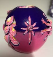 Handgemachte Kerze, Lila-Pink, Blumenmuster, Unikat!