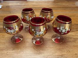 Titel: 5 edle Murano Glas Cognacschwenker – Vintage 