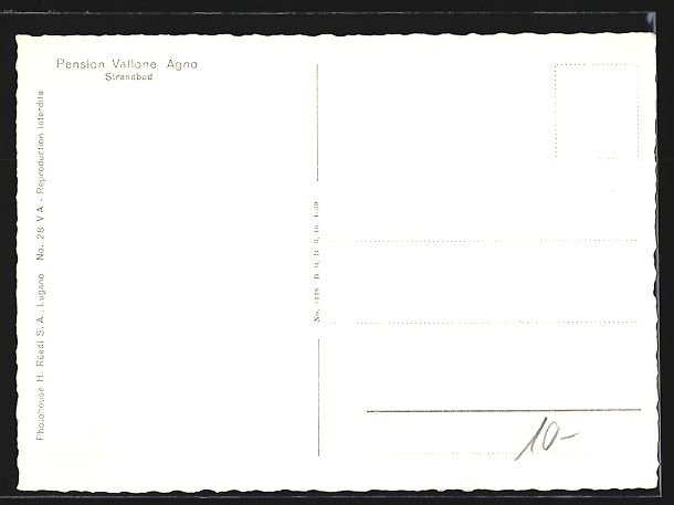 Cartoline postali: Agno, Hotel-Pension Vallone, Strandbad – Usato da Berlin venduto da bartko-reher 1