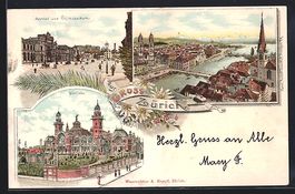 Litho Zürich, Teilansicht mit Brücke, 