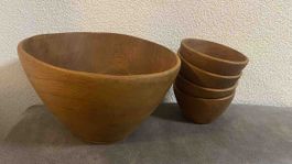 Teak Holzschalen Set 5-teilig - Salatschüssel Salatschalen