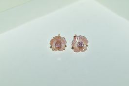 Blumenohrstecker mit rosa Stein, neu