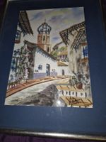 Aquarelle paysage urbain signée cadre inclus 