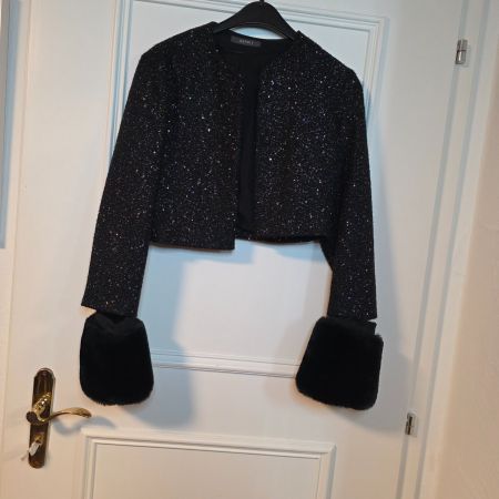 ESPRIT Glitzer Jacke mit Kunstfell Gr.36