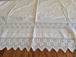 2 Leintücher mit Spitze Weiss , top Zustand