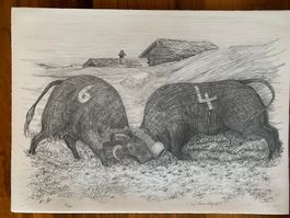 Lithographie Anton Mutter, Heisser Kampf