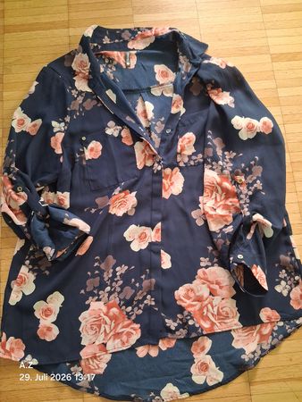 Damen Bluse Blumenmuster Dunkelblau Grösse L neuer Zustand