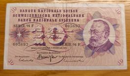 10 Franken Banknote (Fünfte Serie von 1956)