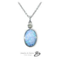 Opal Anhänger in Weissgold 18K. hangefertigt NEU
