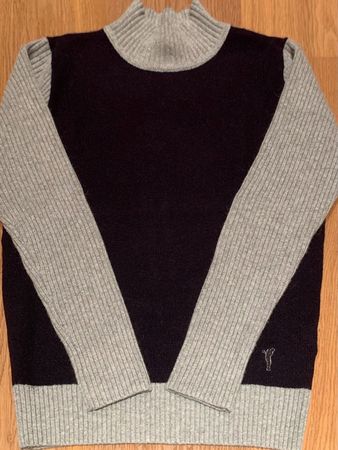 ❗️Zweifarbiger Pullover mit Stehkragen aus Angora , Gr. 36