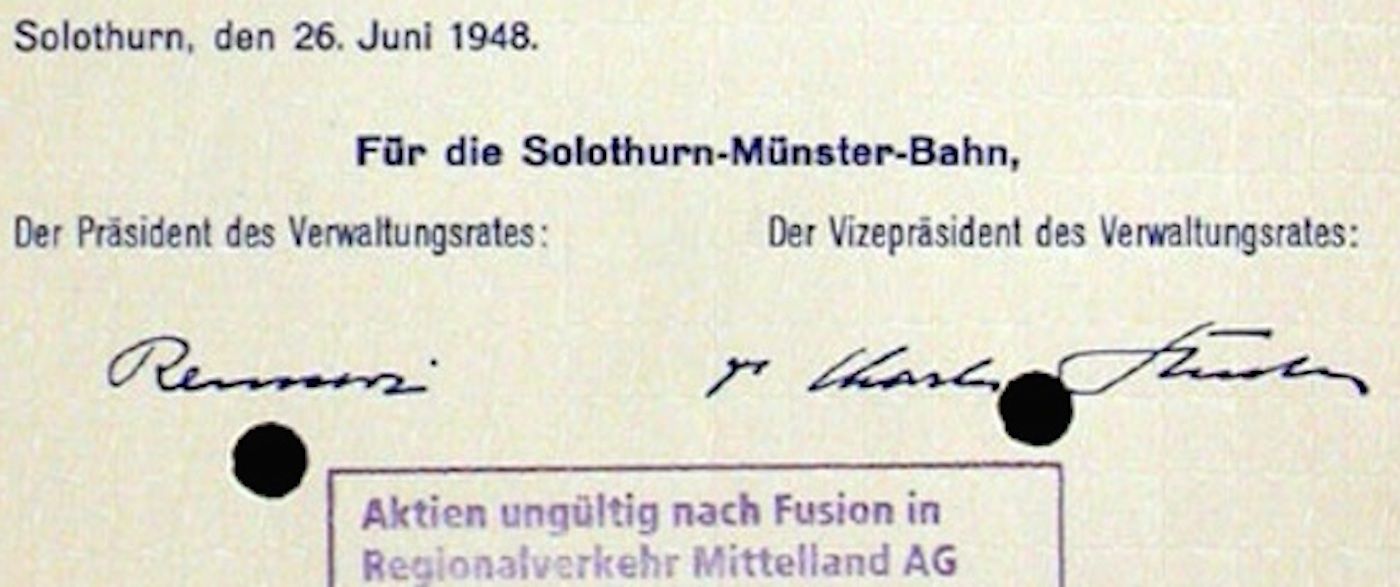 Documenti: Solothurn-Münster-Bahn, Solothurn - 1948 – Usato da Solothurn venduto da Sgasche 1