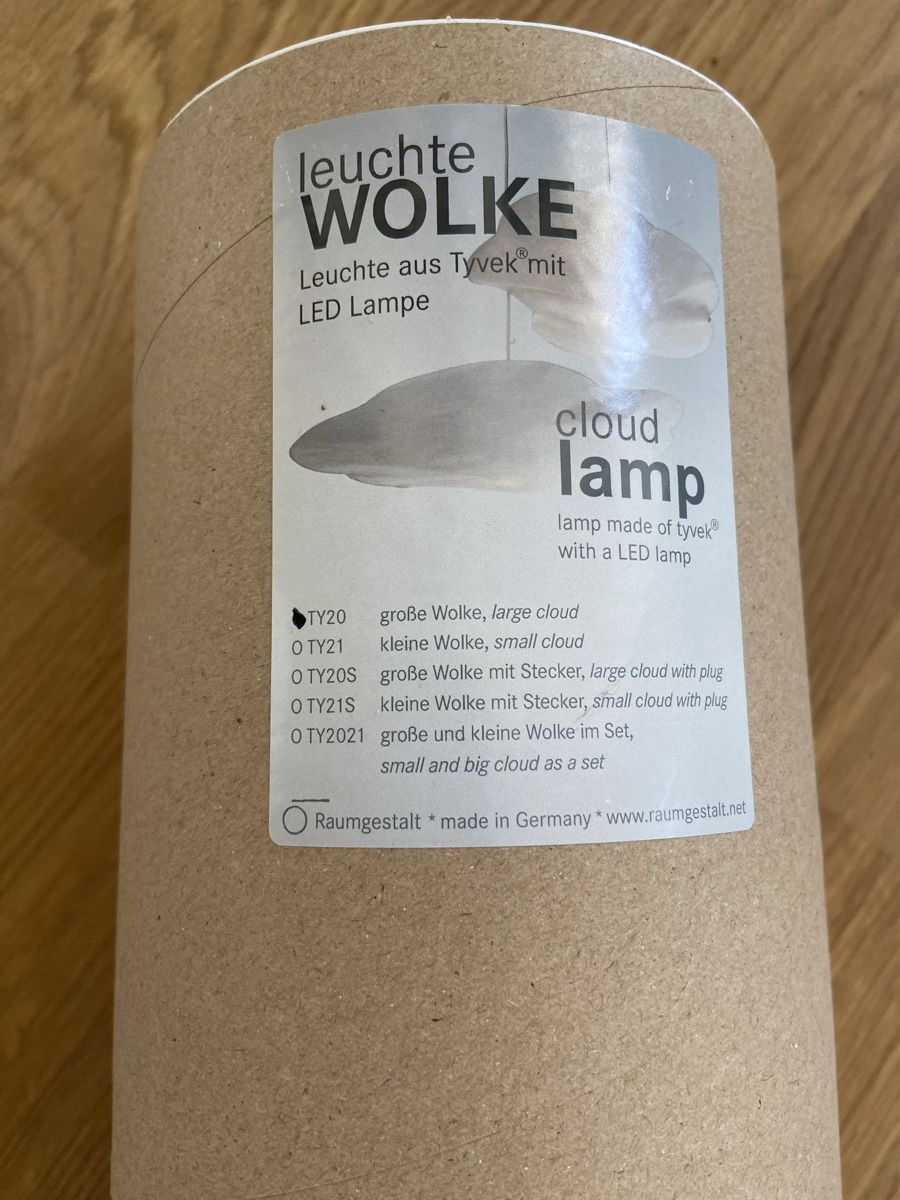 Lampen: Tyvek Cloud Lampe gross 74cm – Neu und originalverpackt aus Zürich von Lilabalu65