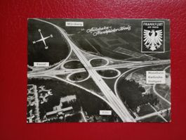Autobahn Flugaufnahme Frankfurter Kreuz s/w Karte