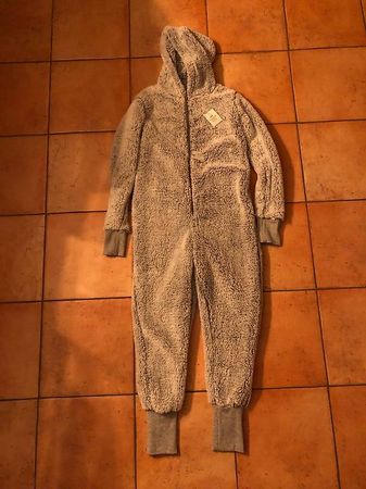 Kostüm / Pyjama Kaninchen weich, grau, Gr. S
