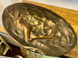 J.GARNIER JUGENDSTIL SCHALE FRAUAKT BRONZE SIGNIERT FRANCE