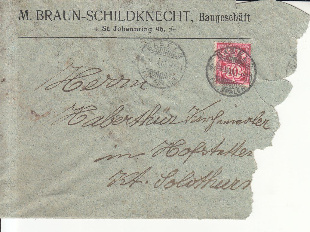 Tutti i francobolli: Firmenbriefe Basel 1907 / 1922, 3 Stück – Usato da Bürglen TG venduto da StampGraf 1