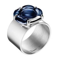 Bague BACCARAT-Paris „B Flower“, Cristal noir, Argent 925
