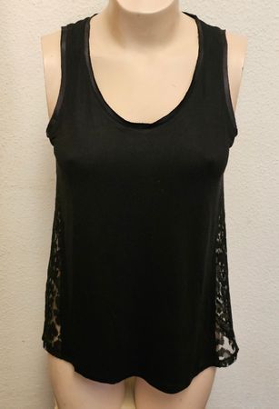 Mango Casual Damen Top Schwarz mit Spitze – Gr. M