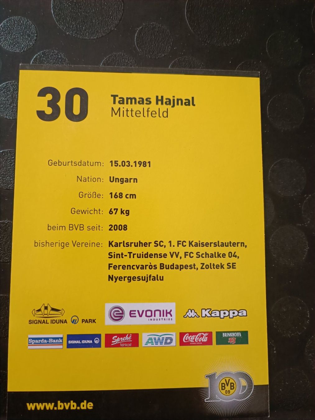 Autografi: Tomas Hajnal - handsigniert BVB - Borussia Dortmund – Usato da Menziken venduto da Artographs 1