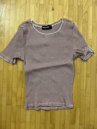 Tally Weijl Shirt, gestreift, bordeauxrot/weiss, Grösse S