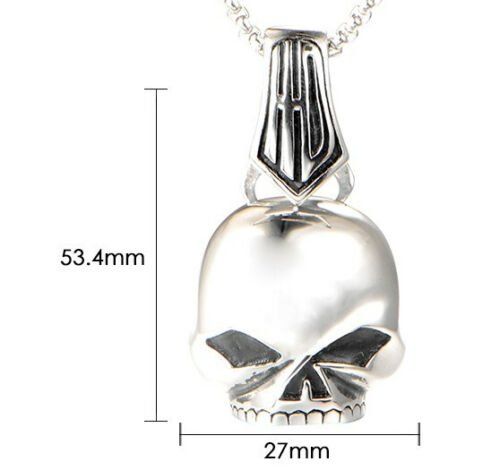 Pendentif Crâne (Skull) Harley Davidson - Acier Inoxydable Argenté - Neuf Sans Emballage