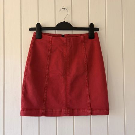 FREE PEOPLE ALINE STRETCHY RED DENIM SKIRT