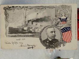 Litho PK / Kriegsschiff Olympia USN Gelaufen New York 1900