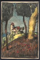 Handgemalt sign. Carl O. Arends: Kirche 
