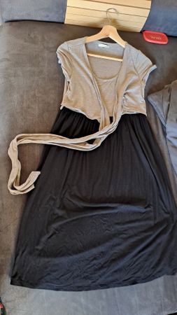 Schwangerschafts- und Stillkleid, grau-schwarz ,Gr. S