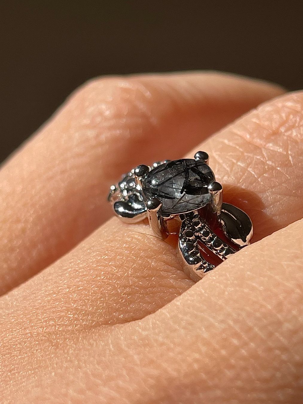 Bagues: 100 % echter schwarzer Rutilquarz-Ring – Edelsteinring. – Neuf avec emballage d'origine à Schiers par sisikristall 2