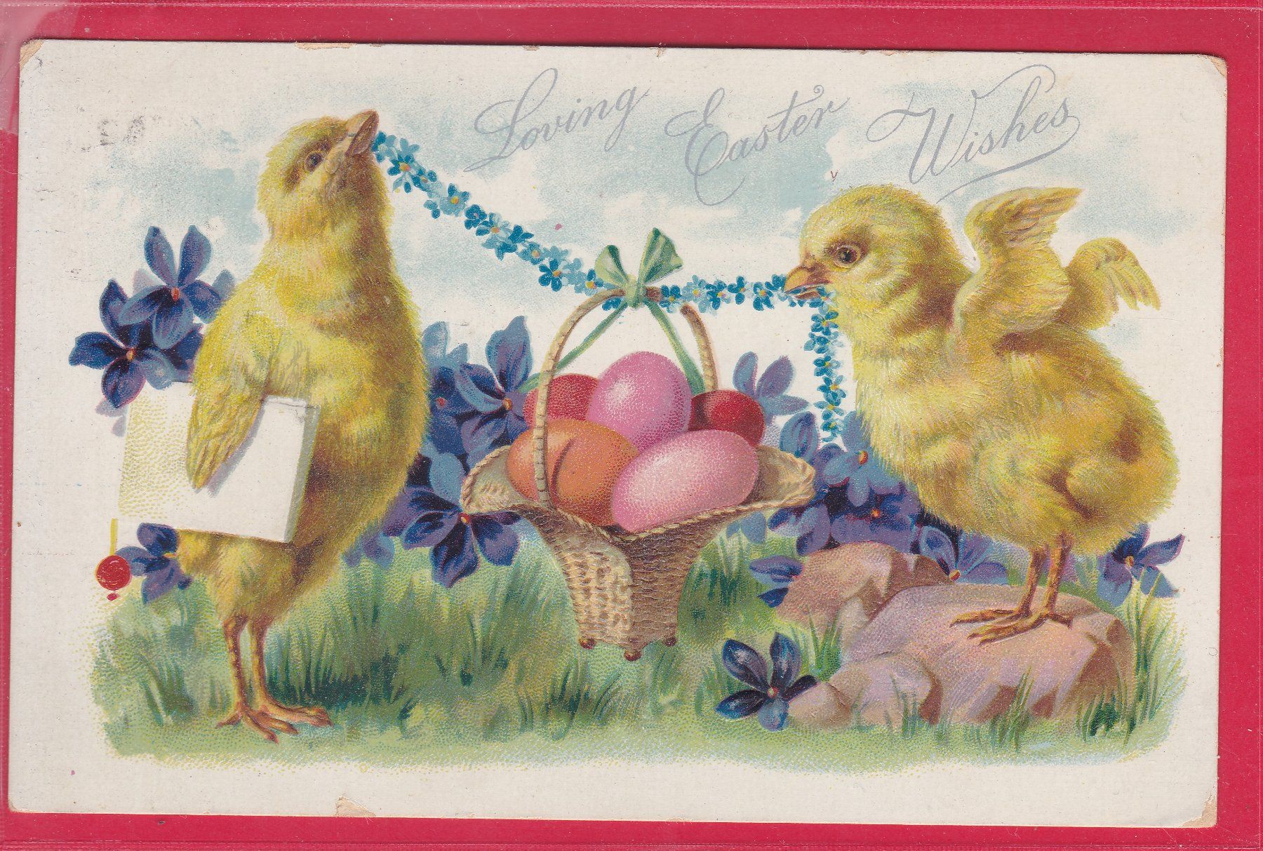 Cartoline postali: PRÄGEKARTE, LOVING EASTER WISHES, 3.4.1908 – Usato da Oberrieden venduto da Gebirgsstelze