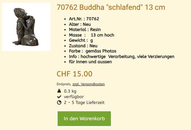 Sculture & Statue: Buddha 70762  ,  NEU – Nuovo e nell'imballaggio originale da Hagenbuch ZH venduto da Cougar_CH 1