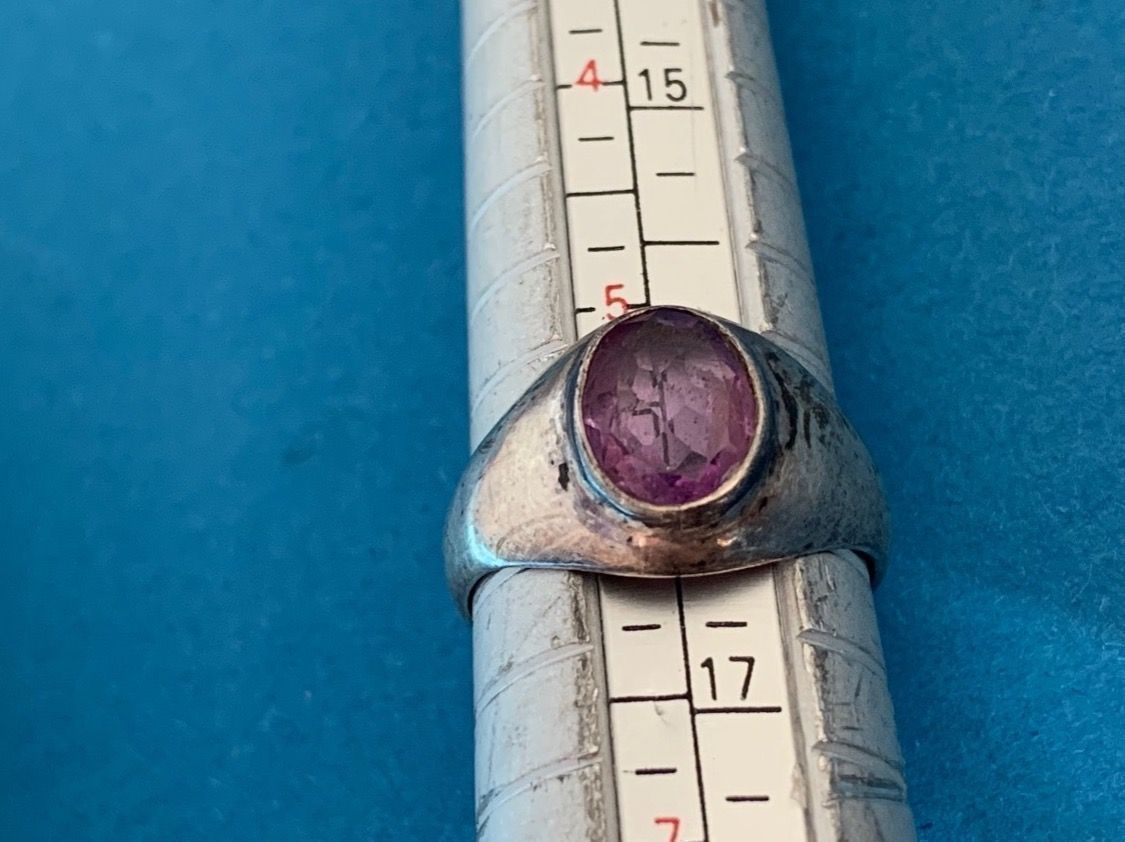 Anelli: Silberring lila oval klassisch – Usato da Dittingen venduto da Bellevista 2