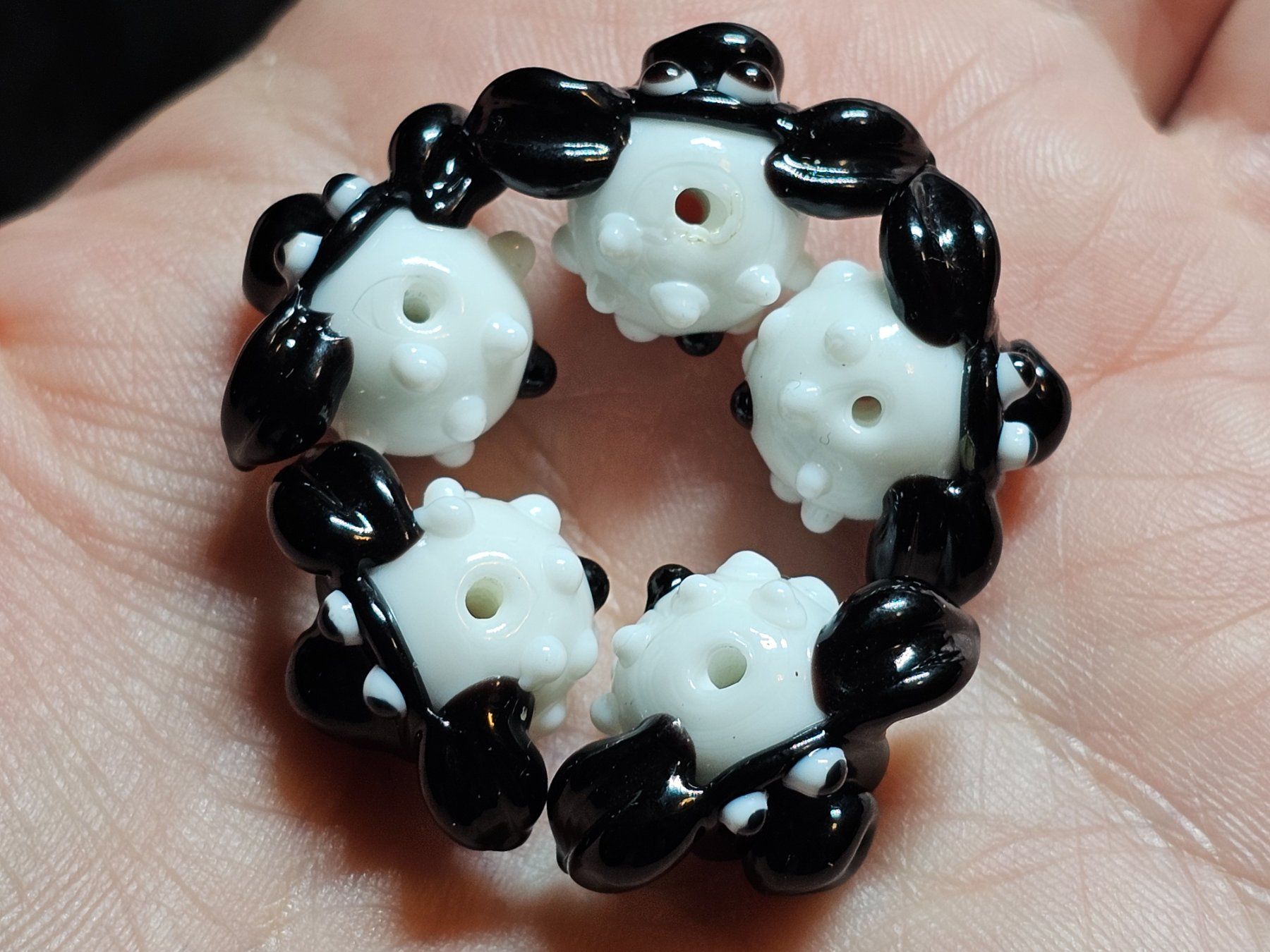 Perle (finte): 1 Lampwork Zwisch Elemente Schaff Olive Kette Basteln Perlen – Nuovo (secondo la descrizione) da Riedt b. Erlen venduto da Gottestraene 9