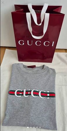Gucci T-Shirt grau Logo Print Gr. S oversize