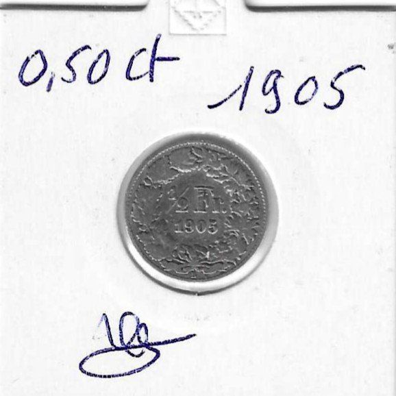 Alle Münzen: Monnaie Suisse: 0.50 ct 1905 – Gebraucht aus Muraz (Collombey) von Resine