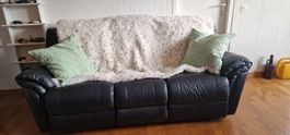 Set de 2 Canapés relax cuir 3 places & 2 places, noir