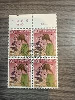 Schweiz Briefmarke Helvetia Pro Juventute 1989 Viererblock