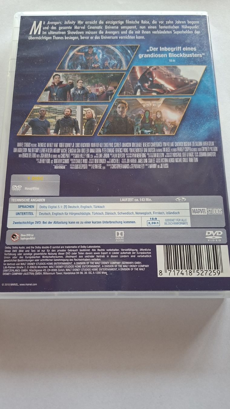 Tutti i DVDs: Avengers Infinity War DVD – Usato da Egg b. Zürich venduto da KL5 1