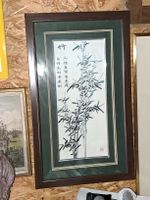 Asiatische Malerei Bambus, gerahmt, 57 x 30 cm, 