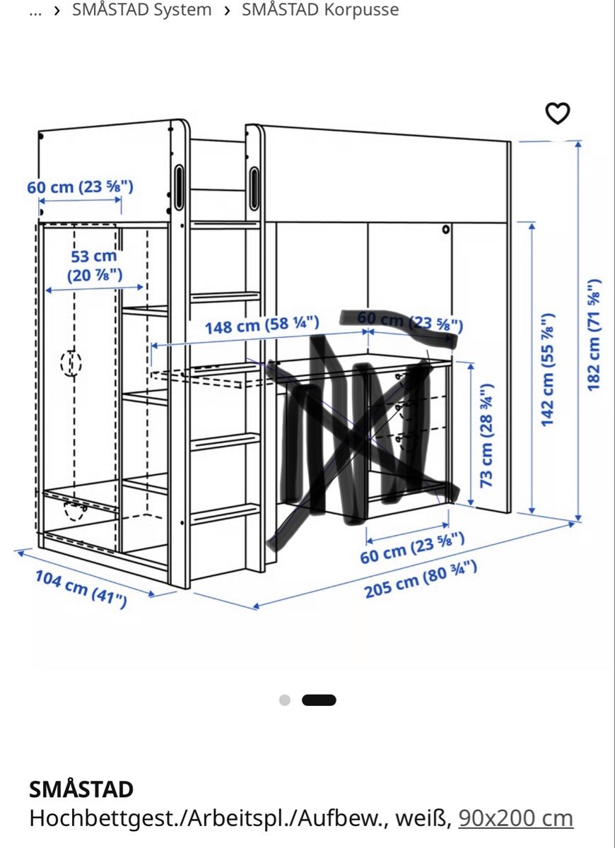 Letti: Ikea Småstad Loft bed. Used, Good Condition  – Usato da Basel venduto da wen_c2df 3