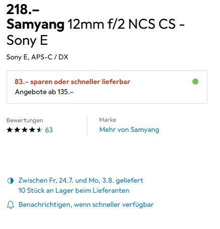 Samyang Objectifs: Samyang 12mm f/2 NCS CS - Sony E – D'occasion à Basel par LESAB1977 2