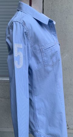 Superbe chemise ROADSIGN AUSTRALIA rayée bleu ciel coton t.L