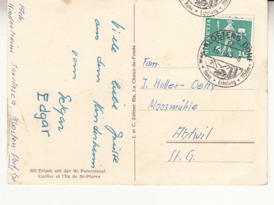 Cartoline postali: Erlach 1963 – Usato da Bürglen TG venduto da StampGraf 1