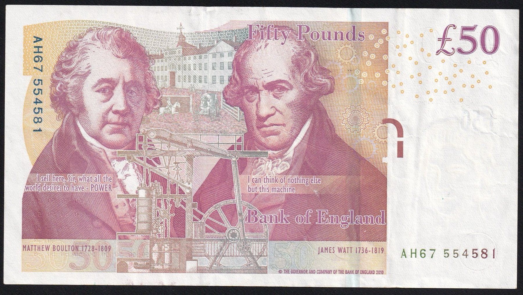 Banknoten: England 50 Pounds 2011 – Gebraucht aus Brugg AG von banknoten_muesli 1