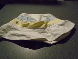 Mütze, Sommer, One Size, weiss, gelb/hellblauer Streifen