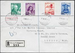 BP10) 1938, Pro Juventute FDC  nach London Kt. 800.-