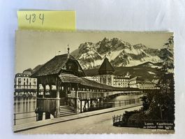 alte Postkarte Luzern Kapellbrücke mit Pilatus 1942
