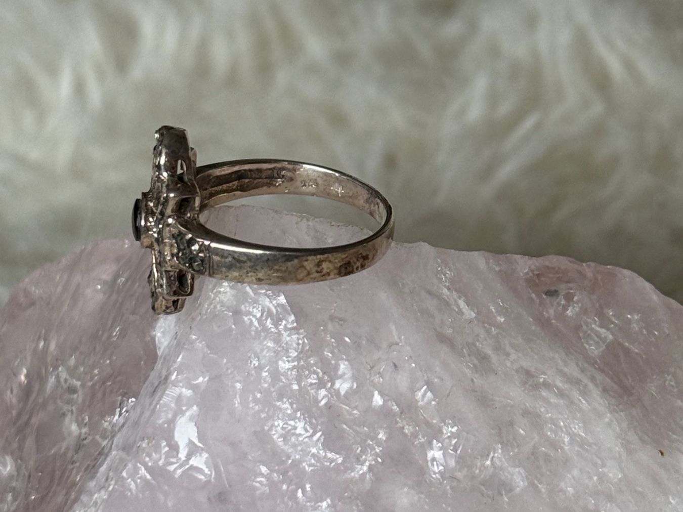 Anelli: Vintage Silberring 925 mit schwarzem Stein – Usato da Istighofen venduto da Ringparadies 1